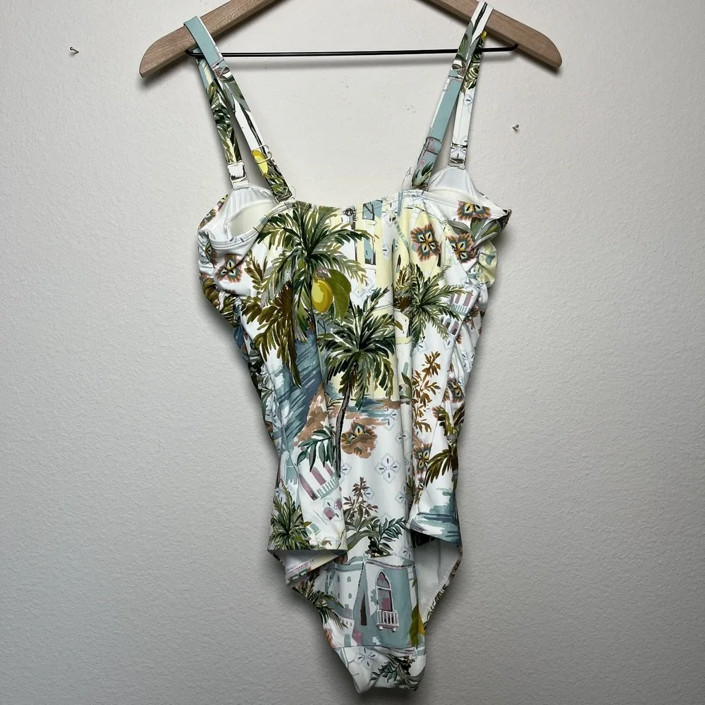 NEXT Women‎ One Piece Swim Bathing Suit 14 Multicolor Lemon Scenic Tummy Control
